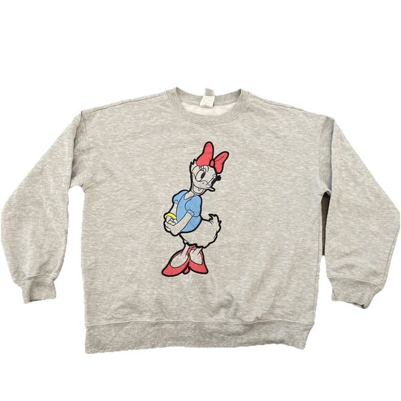 Disney Daisy Graphic Sweatshirt Womens Size XL Crewneck Black Pullover - Picture 1 of 7